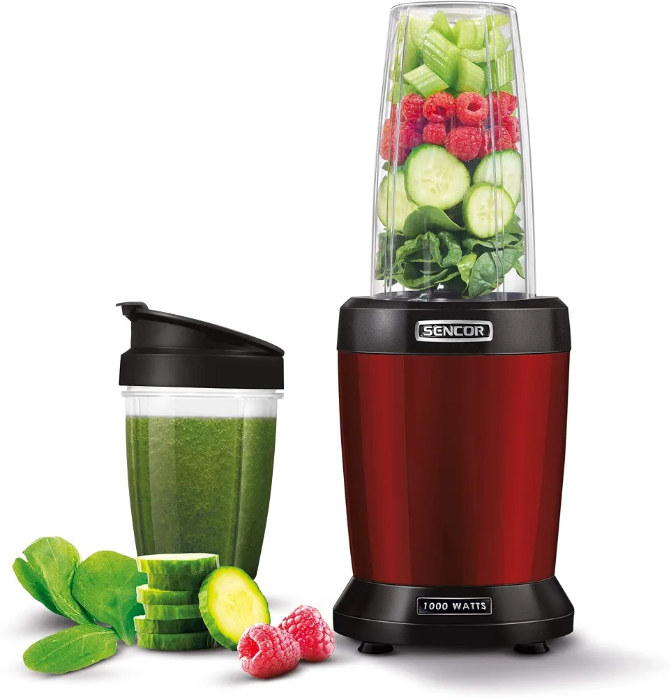SENCOR - Nutri Blender, 1200 Watt with 22000 RPM, Pre-set blending programmers + PULSE function, Extracts the nutrients from seeds, grains, and nuts, SNB 4301RD, 2 years replacement Warranty