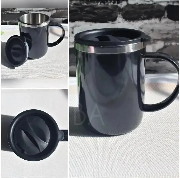 Stainless Steel Coffee Mug Black Spill Proof Travel