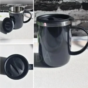 Stainless Steel Coffee Mug Black Spill Proof Travel