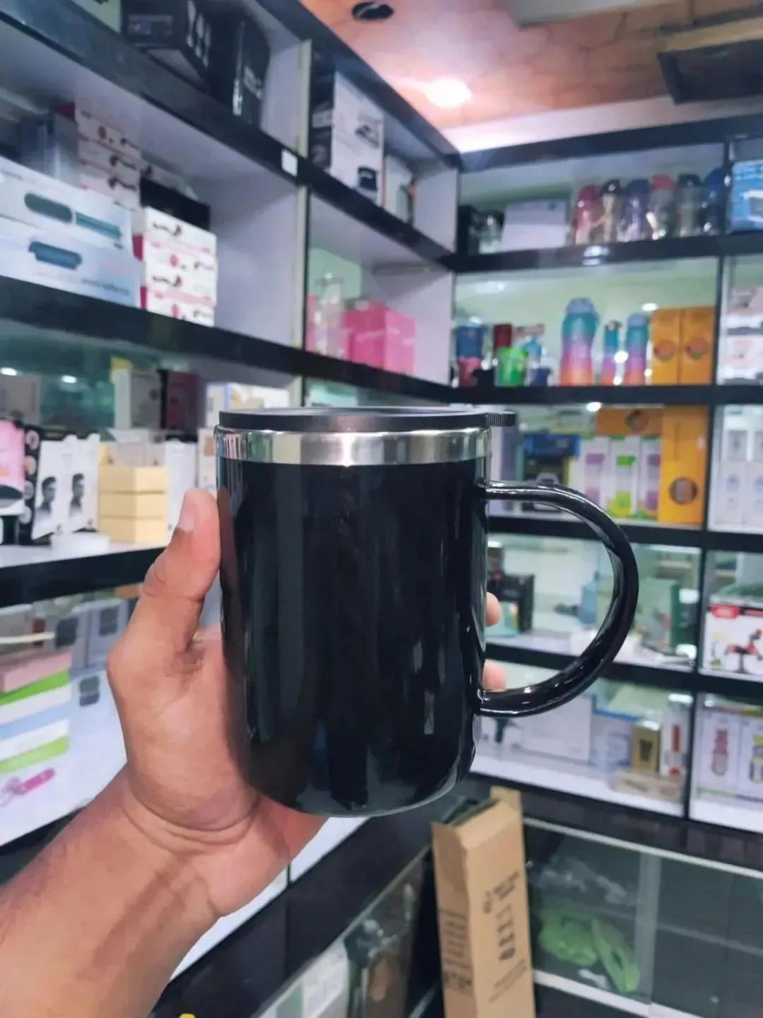 Stainless Steel Coffee Mug Black Spill Proof Travel
